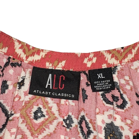 ALC Orange Black Geometric Lightweight Rayon Top - Women’s XL - Picture 9 of 11